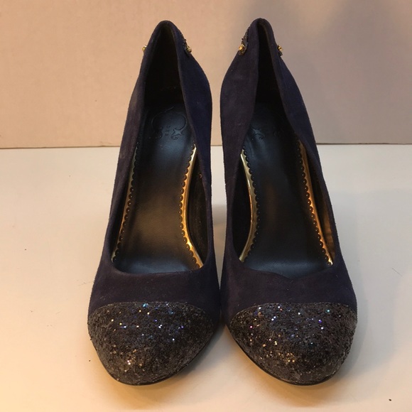 C. Wonder Blue Suede & Sequins Pumps Size 8.5 - Picture 2 of 8